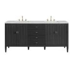 Myrrin 72IN Double Vanity Carbon Oak w/ 3 CM Ethereal Noctis Silestone Top
