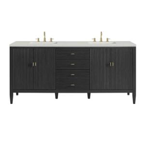 Myrrin 72IN Double Vanity Carbon Oak w/ 3 CM Lime Delight Silestone Top