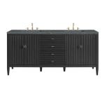 Myrrin 72IN Double Vanity Carbon Oak w/ 3 CM Parisien Bleu Silestone Top