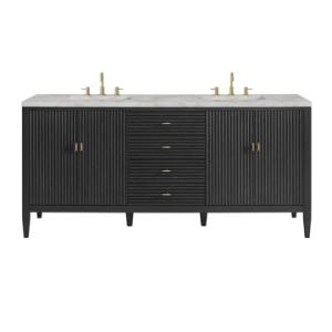 Myrrin 72IN Double Vanity Carbon Oak w/ 3 CM Victorian Silver Silestone Top