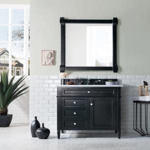 Brittany 36IN Single Vanity Black Onyx w/ 3 CM Carrara Marble Top