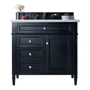 Brittany 36IN Single Vanity Black Onyx w/ 3 CM Eternal Jasmine Pearl Silestone Top