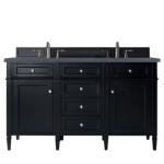 Brittany 60IN Double Vanity Black Onyx w/ 3 CM Charcoal Soapstone Silestone Top