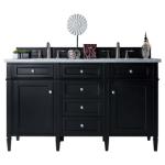 Brittany 60IN Double Vanity Black Onyx w/ 3 CM Eternal Jasmine Pearl Silestone Top