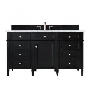 Brittany 60IN Single Vanity Black Onyx w/ 3 CM Carrara Marble Top
