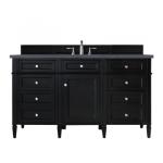 Brittany 60IN Single Vanity Black Onyx w/ 3 CM Charcoal Soapstone Silestone Top