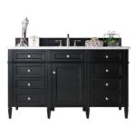 Brittany 60IN Single Vanity Black Onyx w/ 3 CM Eternal Jasmine Pearl Silestone Top