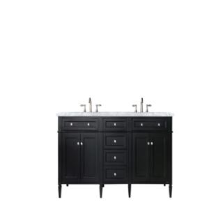 Brittany 72IN Double Vanity Black Onyx w/ 3 CM Carrara Marble Top