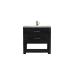 Lucian 36IN Single Vanity Carbon Oak w/ 3 CM Victorian Silver Silestone Top
