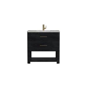 Lucian 36IN Single Vanity Carbon Oak w/ 3 CM Victorian Silver Silestone Top