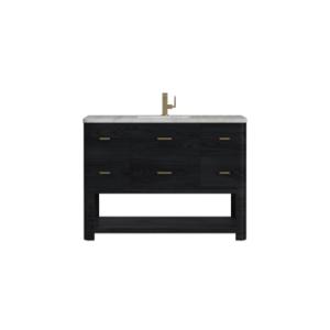 Lucian 48IN Single Vanity Carbon Oak w/ 3 CM Victorian Silver Silestone Top