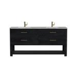 Lucian 72IN Double Vanity Carbon Oak w/ 3 CM Victorian Silver Silestone Top