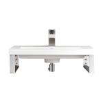 Two Boston 15.25IN Wall Brackets Brushed Nickel w/ 20IN White Glossy Composite Stone Top