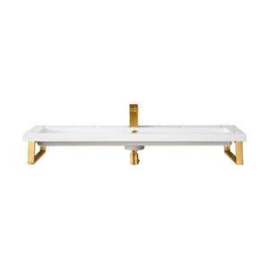 Two Boston 15.25IN Wall Brackets Radiant Gold w/ 39.5IN White Glossy Composite Stone Top