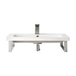 Two Boston 18IN Wall Brackets Brushed Nickel w/ 23.6IN White Glossy Composite Stone Top