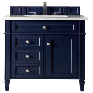 Brittany 30IN Single Vanity Victory Blue w/ 3 CM Carrara Marble Top