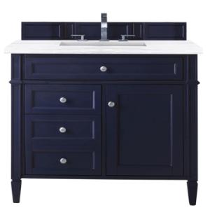 Brittany 36IN Single Vanity Victory Blue w/ 3 CM Carrara Marble Top