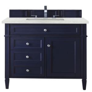 Brittany 36IN Single Vanity Victory Blue w/ 3 CM Eternal Jasmine Pearl Silestone Top