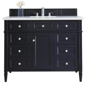 Brittany 48IN Single Vanity Victory Blue w/ 3 CM Eternal Jasmine Pearl Silestone Top