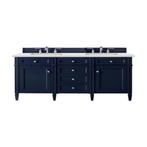 Brittany 60IN Double Vanity Victory Blue w/ 3 CM Ethereal Noctis Silestone Top