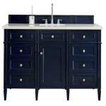Brittany 60IN Single Vanity Victory Blue w/ 3 CM Eternal Jasmine Pearl Silestone Top