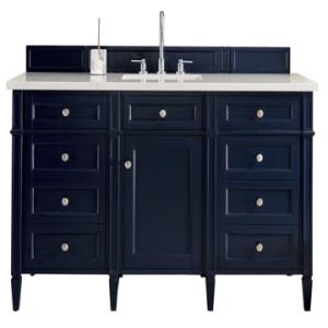 Brittany 60IN Single Vanity Victory Blue w/ 3 CM Eternal Jasmine Pearl Silestone Top
