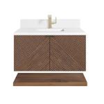 Marcello 36IN Single Vanity Chestnut w/ Single Hole 3 CM White Zeus Top & Backsplash