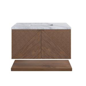 Marcello 36IN Single Vanity Chestnut w/ 3 CM Carrara Marble Top