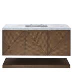Marcello 48IN Single Vanity Chestnut w/ 3 CM Carrara White Marble Top