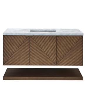 Marcello 48IN Single Vanity Chestnut w/ 3 CM Carrara White Marble Top