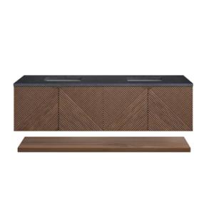 Marcello 72IN Double Vanity Chestnut w/ 3 CM Charcoal Soapstone Top