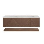 Marcello 72IN Double Vanity Chestnut w/ 3 CM Eternal Jasmine Pearl Top