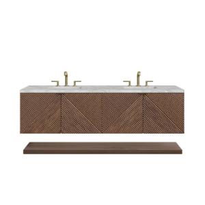 Marcello 72IN Double Vanity Chestnut w/ 3 CM Victorian Silver Top