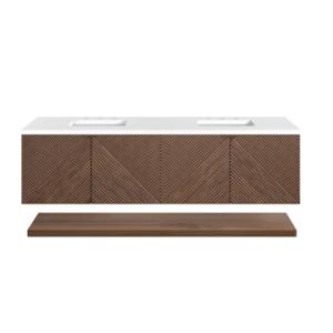 Marcello 72IN Double Vanity Chestnut w/ 3 CM White Zeus Top