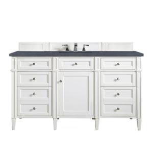 Brittany 60IN Single Vanity Bright White w/ 3 CM Charcoal Soapstone Silestone Top