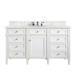 Brittany 60IN Single Vanity Bright White w/ 3 CM Eternal Jasmine Pearl Silestone Top