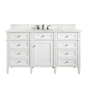 Brittany 60IN Single Vanity Bright White w/ 3 CM Eternal Jasmine Pearl Silestone Top