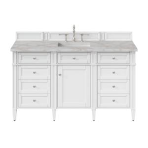 Brittany 60IN Single Vanity Bright White w/ 3 CM Victorian Silver Silestone Top