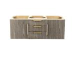 Columbia 59IN Double Wall Mount Vanity Cabinet Ash Gray Radiant Gold