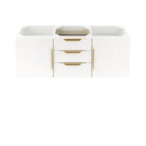 Columbia 59IN Double Wall Mount Vanity Cabinet Glossy White Radiant Gold