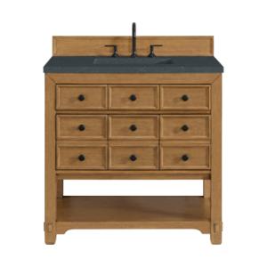 Malibu 36IN Single Vanity Amber Birch w/ 3 CM Charcoal Soapstone Top