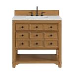 Malibu 36IN Single Vanity Amber Birch w/ 3 CM Eternal Jasmine Pearl Top