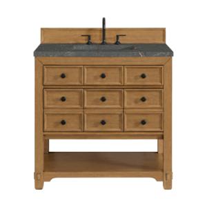 Malibu 36IN Single Vanity Amber Birch w/ 3 CM Parisien Bleu Top