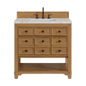 Malibu 36IN Single Vanity Amber Birch w/ 3 CM Victorian Silver Top