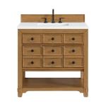 Malibu 36IN Single Vanity Amber Birch w/ 3 CM White Zeus Top