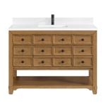 Malibu 48IN Single Vanity Amber Birch w/ Single Hole 3 CM White Zeus Silestone Top & Backsplash