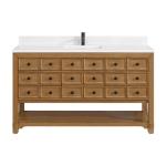 Malibu 60IN Single Vanity Amber Birch w/ Single Hole 3 CM White Zeus Top & Backsplash