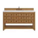 Malibu 60IN Single Vanity Amber Birch w/ 3 CM Eternal Jasmine Pearl Top