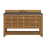 Malibu 60IN Single Vanity Amber Birch w/ 3 CM Parisien Bleu Top