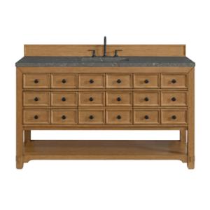 Malibu 60IN Single Vanity Amber Birch w/ 3 CM Parisien Bleu Top
